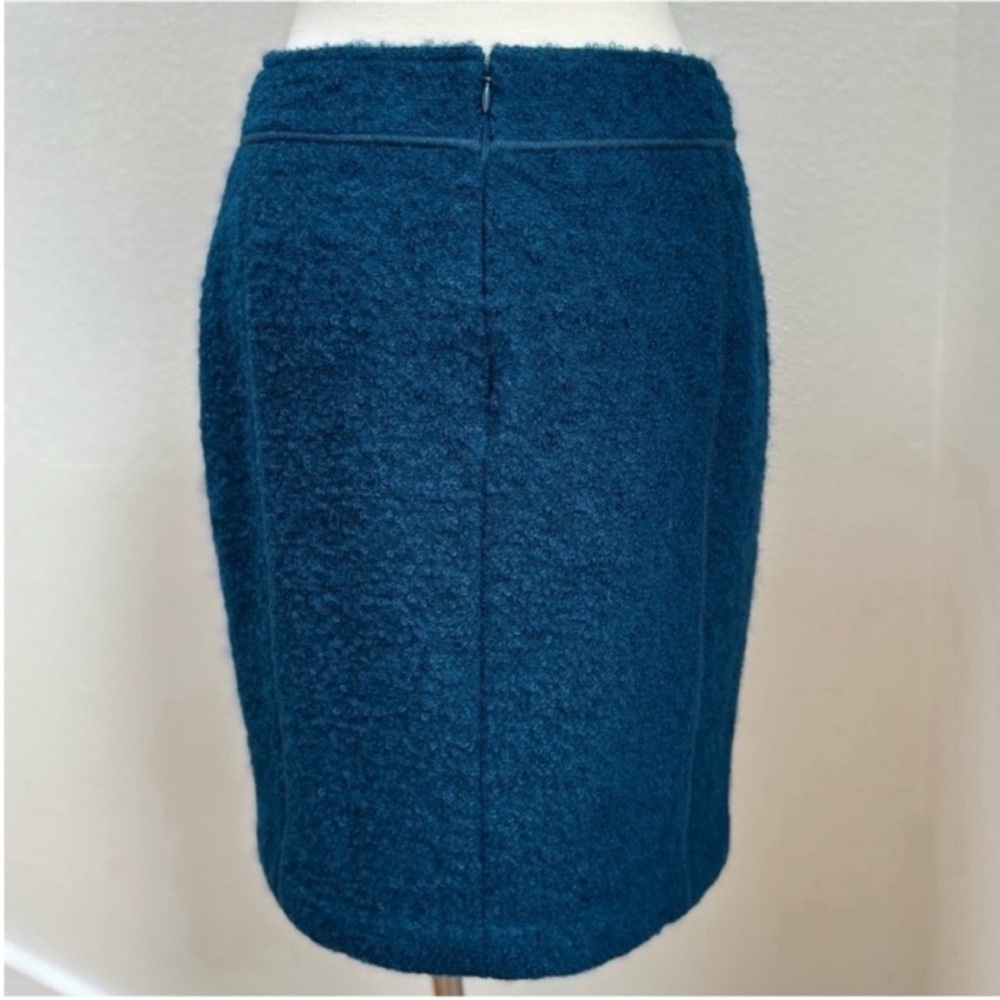 St John Pencil Skirt Office Tailored Boucle Wool Mohair Silk Teal Blue Size 4 - Picture 11 of 16